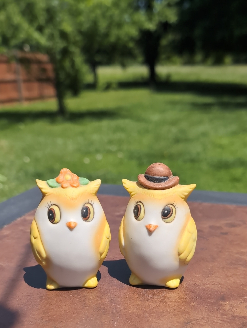 Adorable Vintage Yellow Owl Salt & Pepper Shakers - Pair